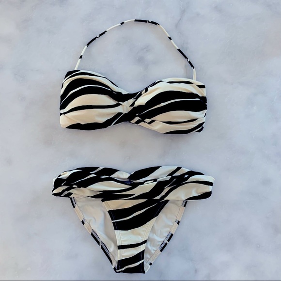 VIX Blanca Pleats Bandeau Bikini Black & White. - Picture 4 of 11